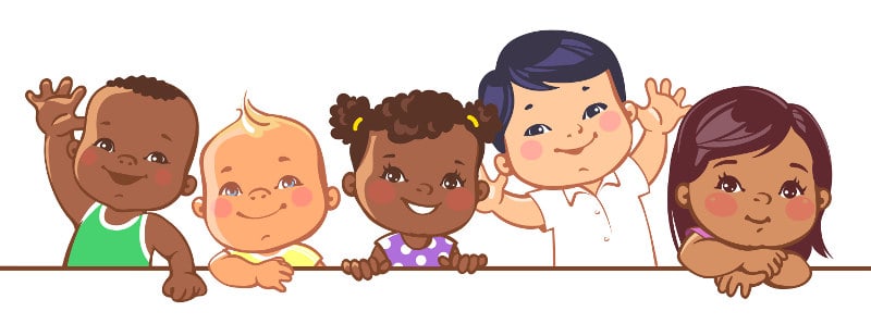 cartoon of toddlers of different origins