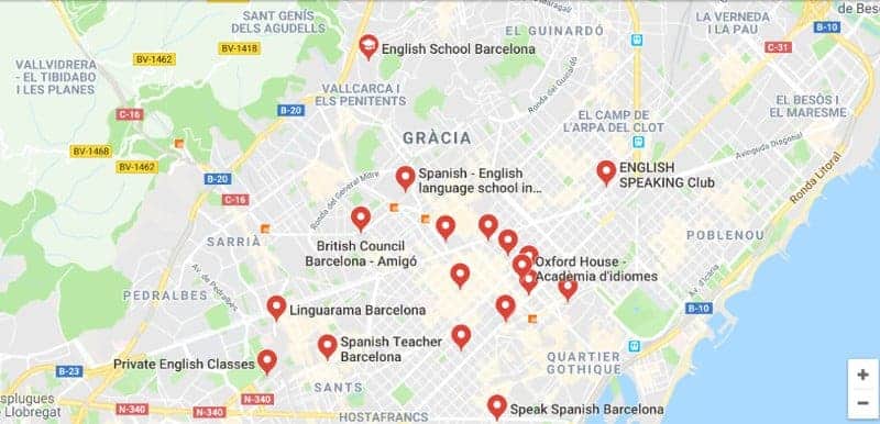 a google or yellow pages map of Barcelona