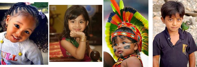 cute kids of different skin colour