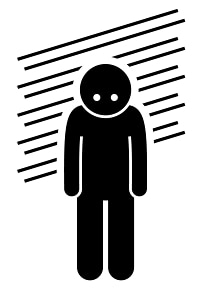 pictogram of hunched depressed child