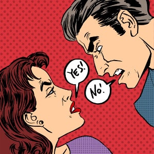 cartoon or man and woman arguing