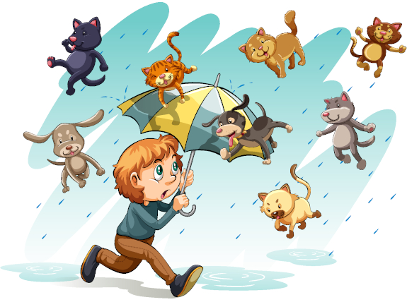 fun facts about English - it's raining cats and dogs