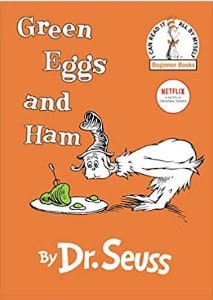 primary school story books green eggs and ham book cover by Dr Seus